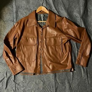 Cognac/rust, faux leather shirt